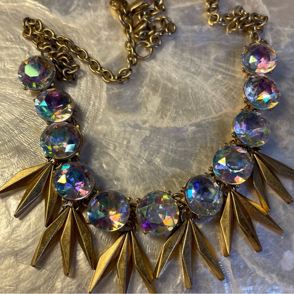 J. Crew Signed AB Rhinestone Iridescent Statement Necklace - Picture 5 of 6